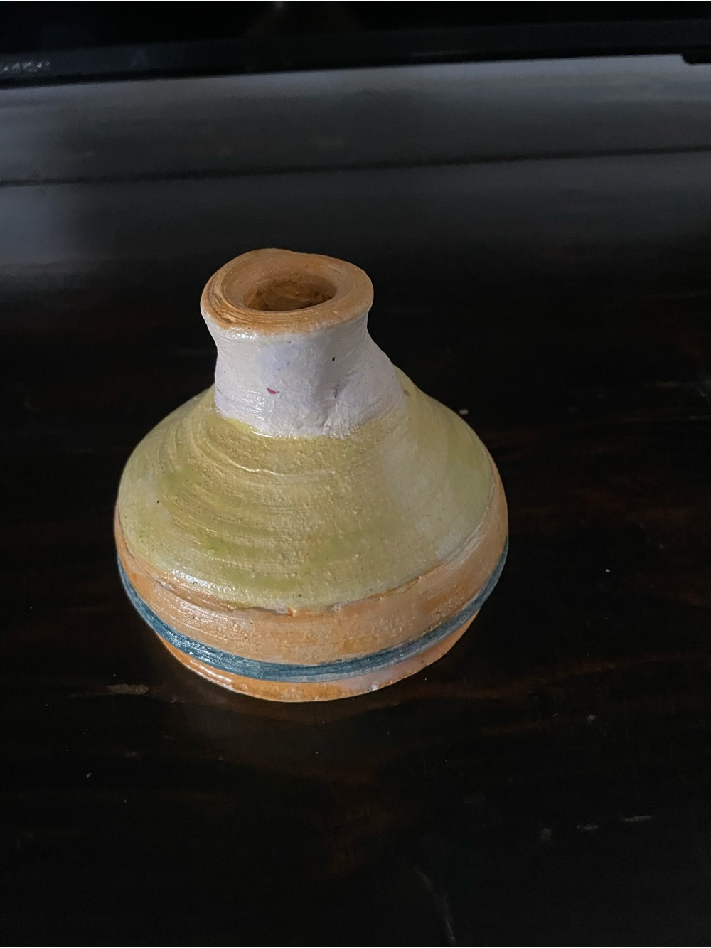 Handcrafted Ceramic Vase in Yellow and Tan